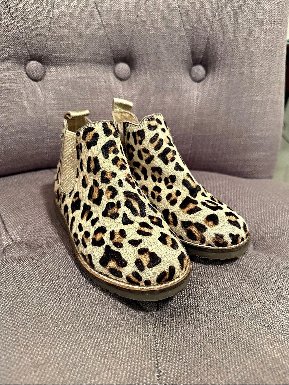 Mini Boden Girls Leopard Print Chelsea Boots EU 25